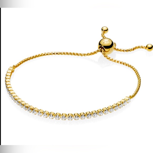 Pandora Jewelry - Pandora Sparkling Slider tennis bracelet- gold plated
